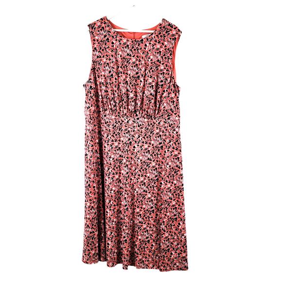 London Times Floral Dress Womens Sz 24W Orange Pleat Front A Line babydoll - Picture 1 of 9